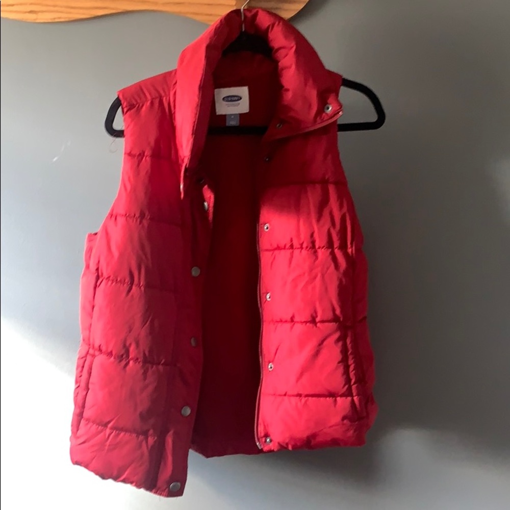 Red puffer vest